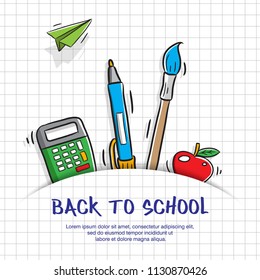 back to school poster design, doodle vector