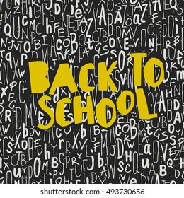 Back to school poster design with seamless letters pattern background