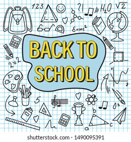 Back to school poster with doodles