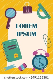 Back to school poster. Education concept. Back to school concept. School background with school objects.