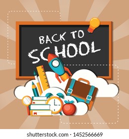 back to school poster flat design illustration