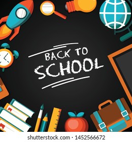 back to school poster flat design illustration