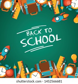 back to school poster flat design illustration