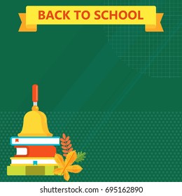 Back to school poster. Flat vector cartoon illustration. Objects isolated on a white background.