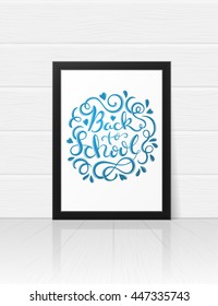 Back to school poster with hand drawn lettering, vector illustration