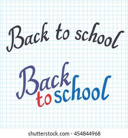 Back to school poster with lettering sheet in the box checkered