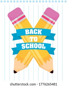 back to school poster with pencils vector illustration design