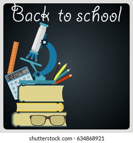 Back to school poster with place for text. Vector illustration. 