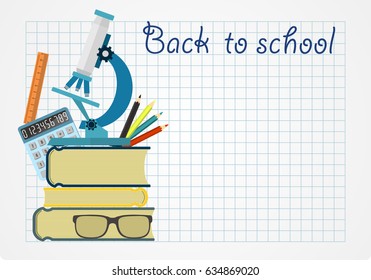 Back to school poster with place for text. Vector illustration. 