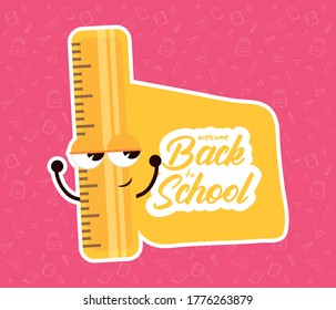 back to school poster with rule kawaii character vector illustration design