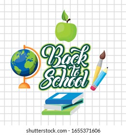 Zurück zum Schulposter mit Set-Accessoires Vektorillustration Illustration Design