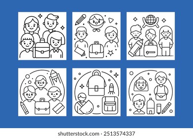 Back to school poster set design with school
