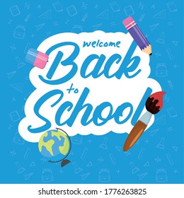 back to school poster with set supplies vector illustration design