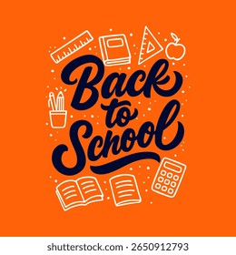 Afiche de vuelta a la escuela con algún garabato alrededor