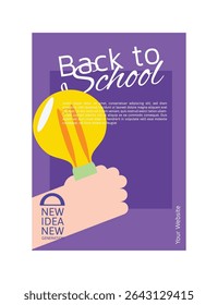 Back to School Poster with School Stationery Ornament for Design Template or Elements