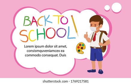 Back to school poster with student in uniform