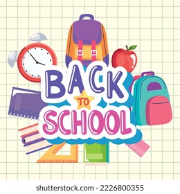 back to school poster with supplies