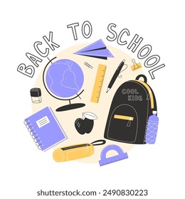 Zurück zur Schule Poster mit Schulbedarf
