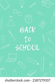 Back to school poster with school supplies for kids. Pupils cards