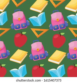 back to school poster supplies pattern vector illustration design