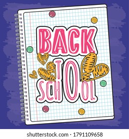 Back to school poster with school supplies - Vector
