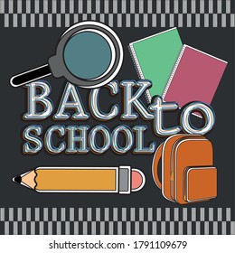 Back to school poster with school supplies - Vector