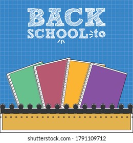 Back to school poster with school supplies - Vector