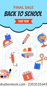 Back to School poster template for autumn sales and discounts