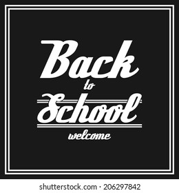 Back to school poster with text on black background. Vector illustration. Vintage design.