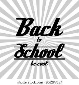 Back to school poster with text on rays background. Vector illustration. Vintage design.