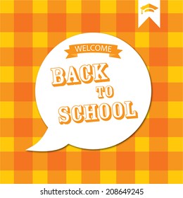 Back to school poster with text on chalkboard. Vector illustration