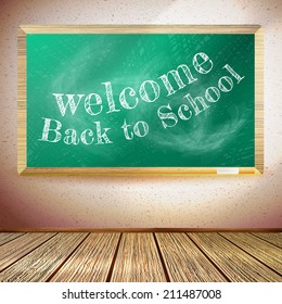 Back to school poster with text on chalkboard. plus EPS10 vector file