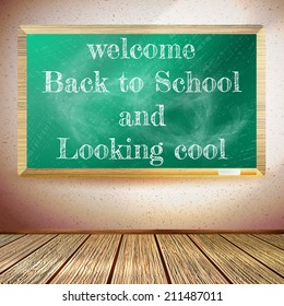 Back to school poster with text on chalkboard. plus EPS10 vector file