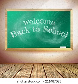 Back to school poster with text on chalkboard. plus EPS10 vector file