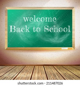 Back to school poster with text on chalkboard. plus EPS10 vector file