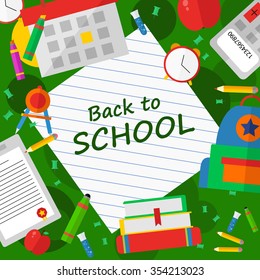 Back to school poster with text Vector illustration