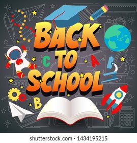 BACK TO SCHOOL POSTER THEMED ISOLATED ON BLACKBOARD