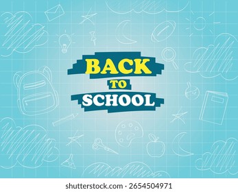 Afiche de vuelta a la escuela. Varios iconos lindos de la escuela. Lindo cartel de la escuela. Ilustración vectorial