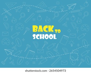 Back to school poster. Various cute school icons. Cute school poster. Vector illustration