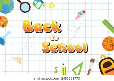 back to school poster white paper grid illustration design