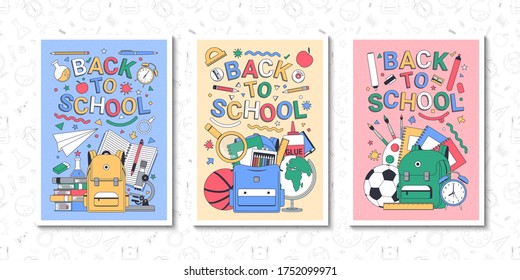 Zurück zur Schule. Schulpostervorlage für Druck oder Web. Vektorgrafik