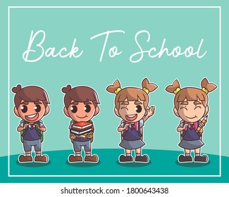 back to school. premium kawaii vector
