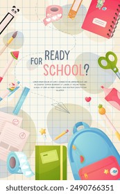 Preparacion para la escuela, rebajas, descuentos escolares. Bolígrafos, lápiz, mochila