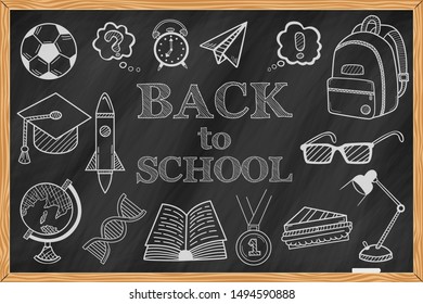 Back to school promo banner design. Vector illustration.