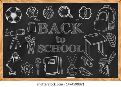 Back to school promo banner design. Vector illustration.