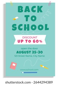 Back to School Promo Banner – Editable Flyer with Discount and School Items Illustration