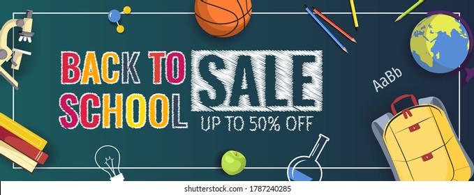 Back School Promo Sale Banner School Stock Vector (Royalty Free ...