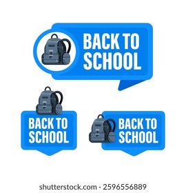 Back to school promotional banners showing backpacks and lunch bags