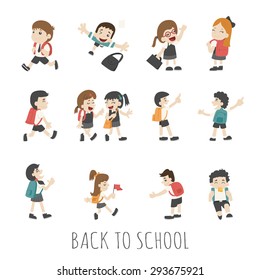 Back to school , pupils in school uniform , eps10 vector format