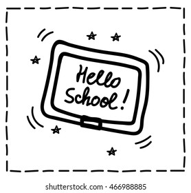 Back to school quotes catchword poster set. Black and white vector stickers. Modern hand written lettering doodles elements, calligraphy phrases